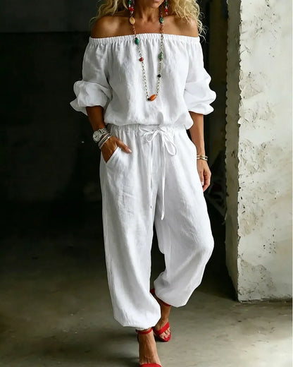 Lana | Effortless Off-Shoulder Drape, Pure Cotton Ease