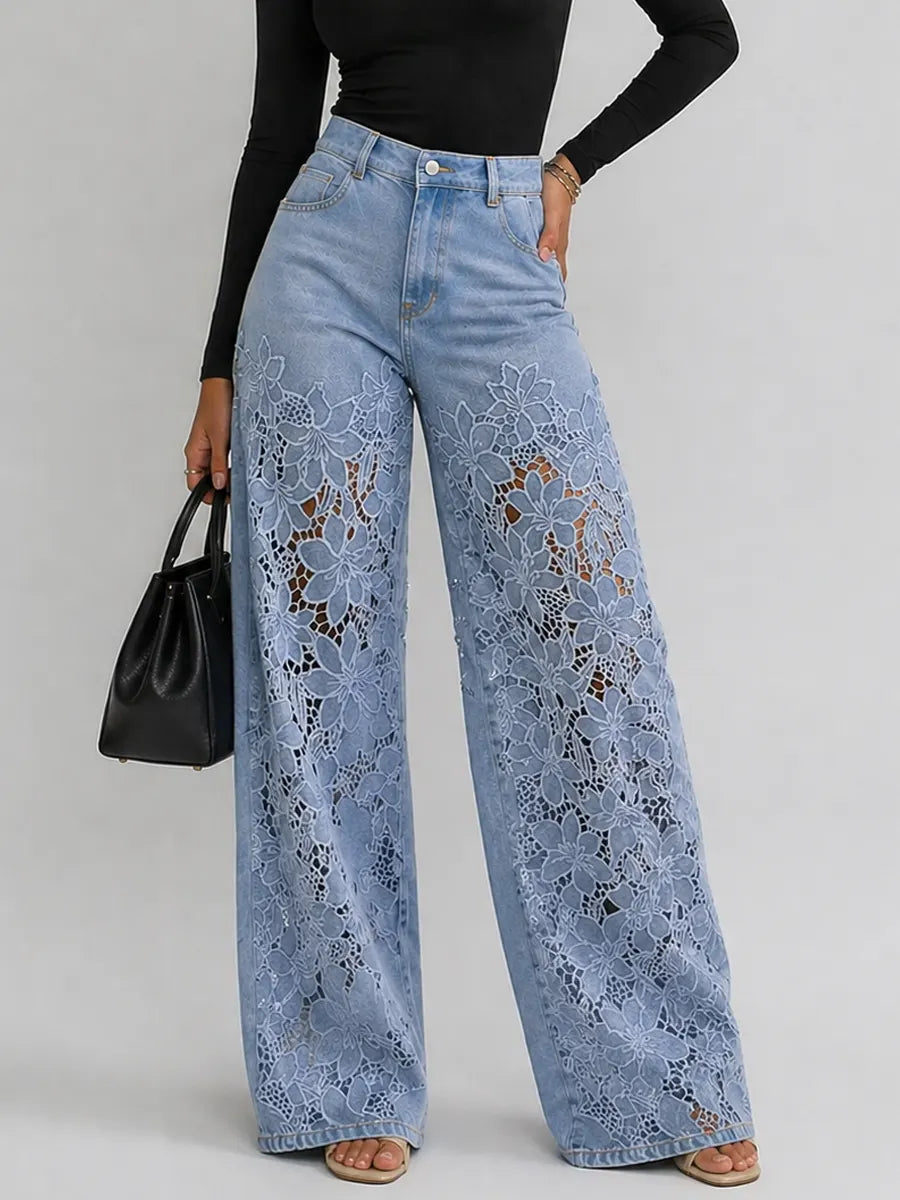 Kirsten | Intricate Floral Lace Cutouts, Elongating High-Rise Architecture
