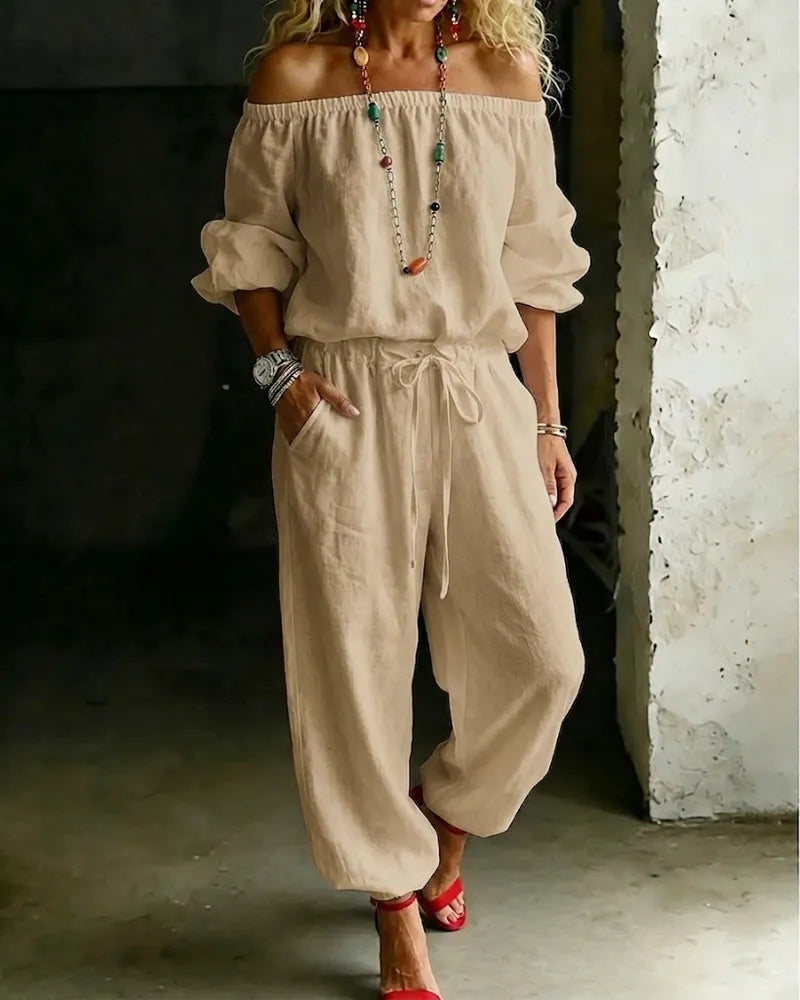Lana | Effortless Off-Shoulder Drape, Pure Cotton Ease