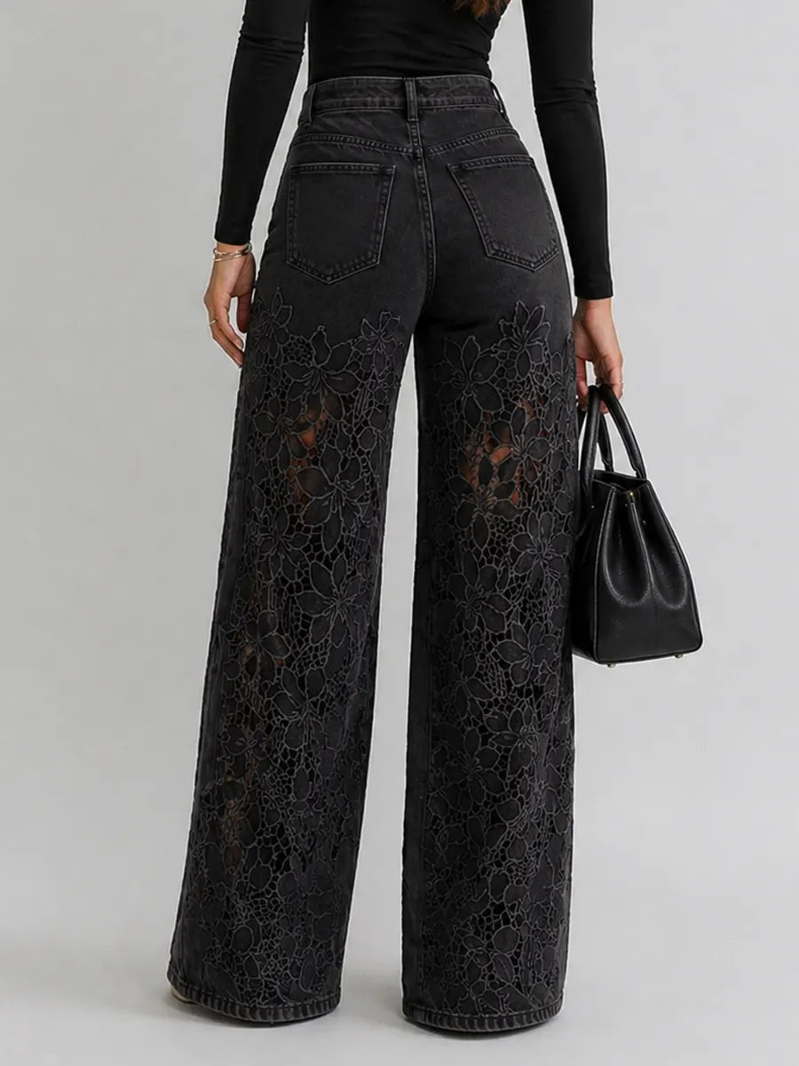 Kirsten | Intricate Floral Lace Cutouts, Elongating High-Rise Architecture