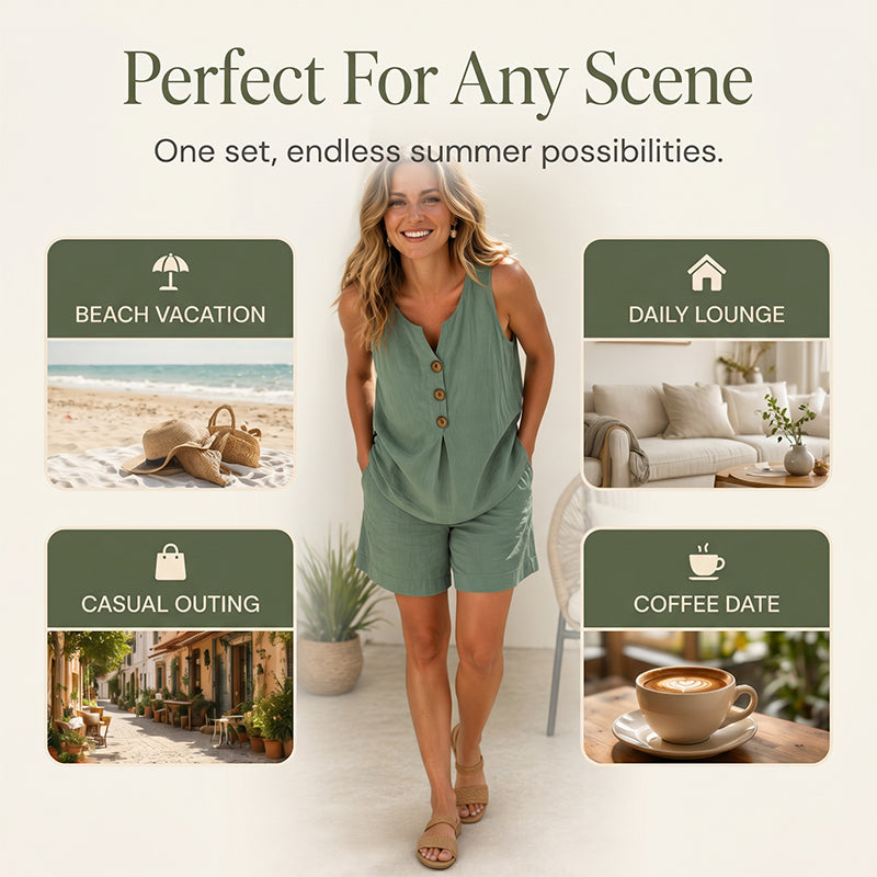 Casy | Artisanal Button Architecture, Flexible Elastic Co-Ord Set