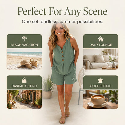 Casy | Artisanal Button Architecture, Flexible Elastic Co-Ord Set