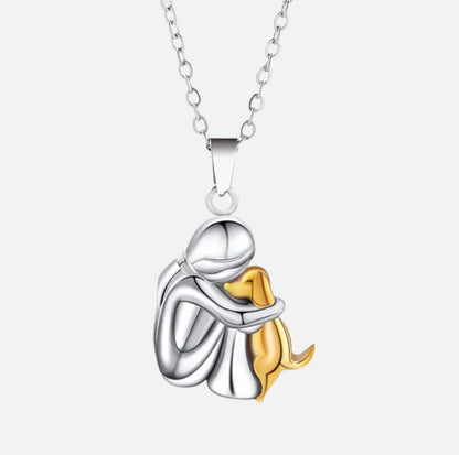 Dog love | Sculpted Pet Hug Pendant, Radiant 14K Gold-Tone Tribute