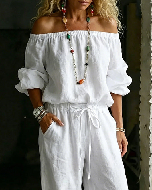 Lana | Effortless Off-Shoulder Drape, Pure Cotton Ease