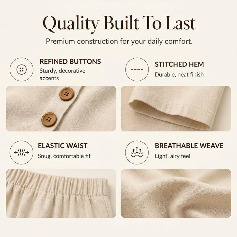 Casy | Artisanal Button Architecture, Flexible Elastic Co-Ord Set