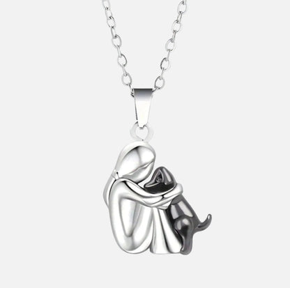 Dog love | Sculpted Pet Hug Pendant, Radiant 14K Gold-Tone Tribute