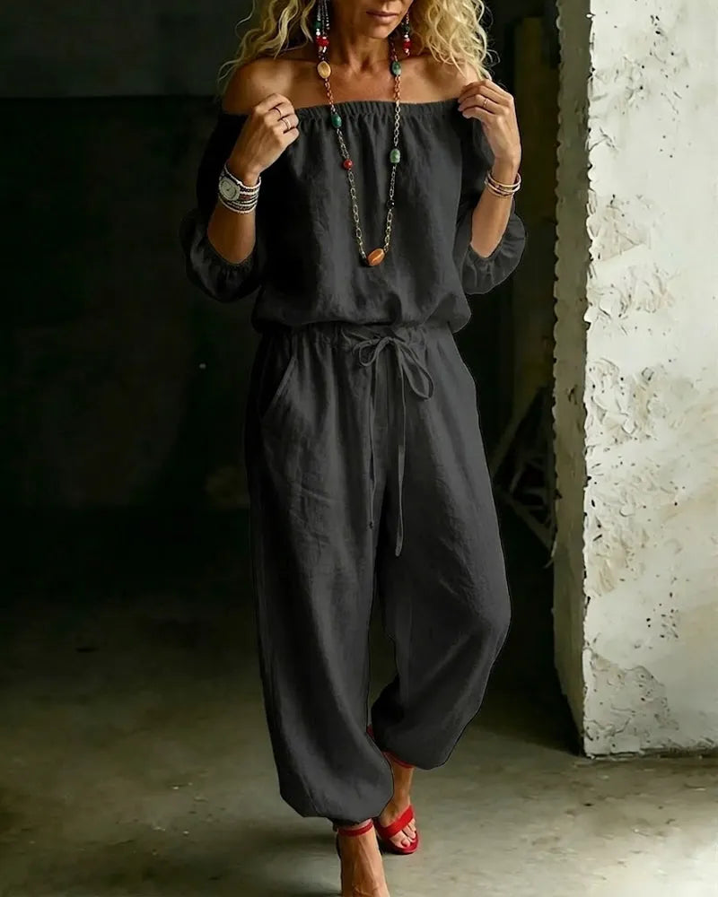 Lana | Effortless Off-Shoulder Drape, Pure Cotton Ease
