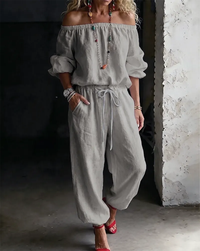 Lana | Effortless Off-Shoulder Drape, Pure Cotton Ease