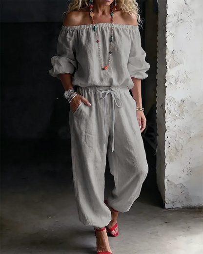 Lana | Effortless Off-Shoulder Drape, Pure Cotton Ease