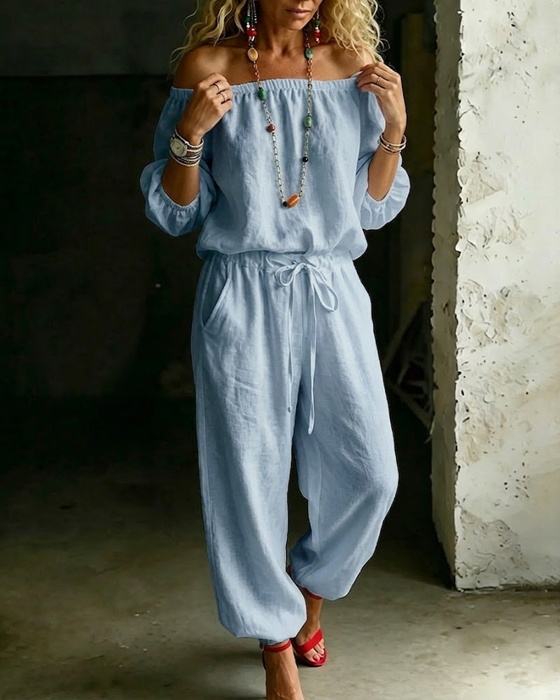 Lana | Effortless Off-Shoulder Drape, Pure Cotton Ease