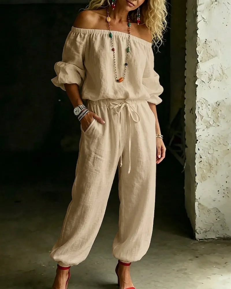 Lana | Effortless Off-Shoulder Drape, Pure Cotton Ease