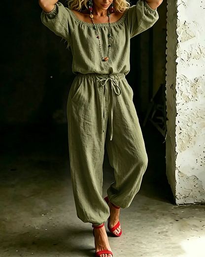 Lana | Effortless Off-Shoulder Drape, Pure Cotton Ease