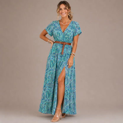 Philly | Bohemian Maxi Drape, Elastic Waist V-Neck Architecture