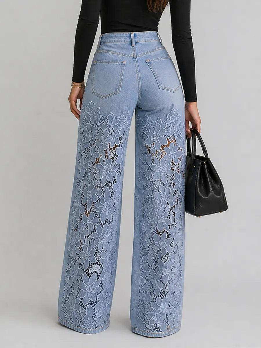 Kirsten | Intricate Floral Lace Cutouts, Elongating High-Rise Architecture