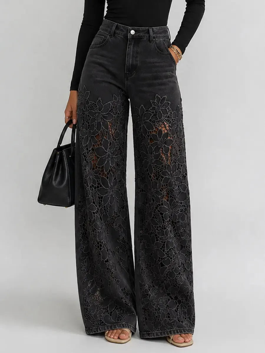 Kirsten | Intricate Floral Lace Cutouts, Elongating High-Rise Architecture