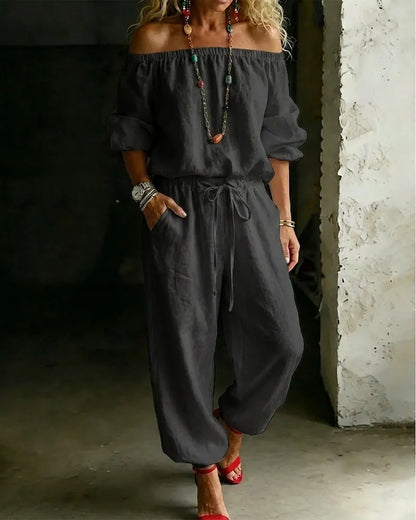 Lana | Effortless Off-Shoulder Drape, Pure Cotton Ease