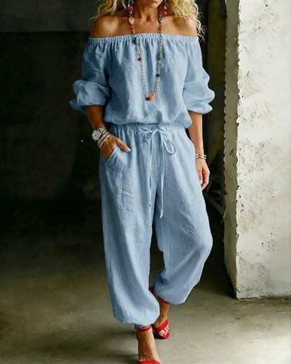 Lana | Effortless Off-Shoulder Drape, Pure Cotton Ease