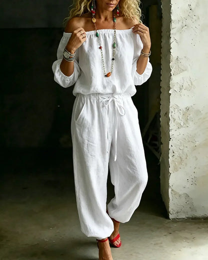 Lana | Effortless Off-Shoulder Drape, Pure Cotton Ease