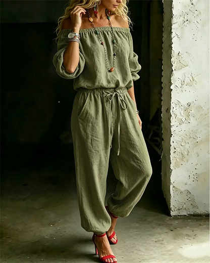 Lana | Effortless Off-Shoulder Drape, Pure Cotton Ease