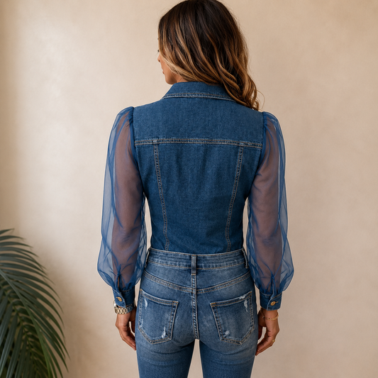 Amelie | Architectural Indigo Softness, Tailored Feminine Contour