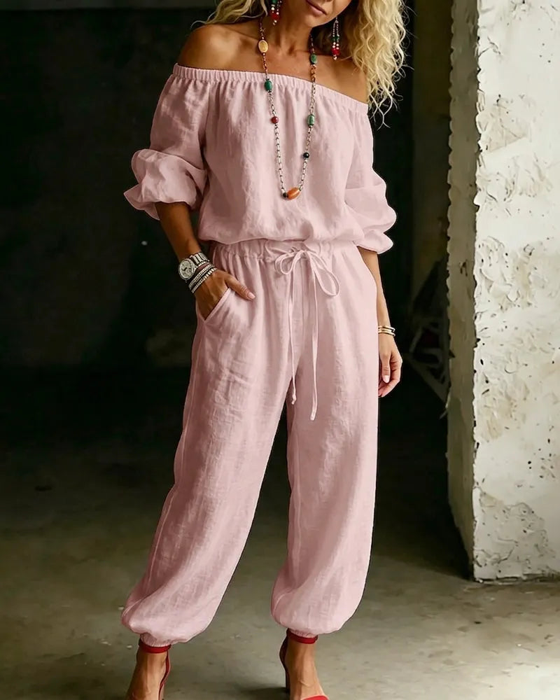 Lana | Effortless Off-Shoulder Drape, Pure Cotton Ease