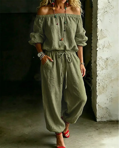 Lana | Effortless Off-Shoulder Drape, Pure Cotton Ease