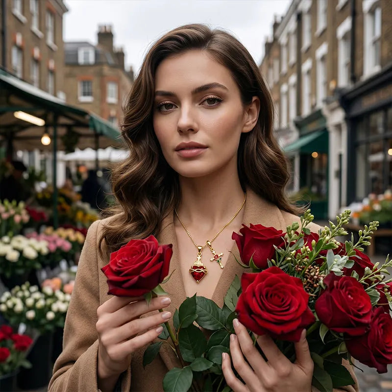 Merca | Sacred Crimson Artistry, Sculpted Baroque Elegance