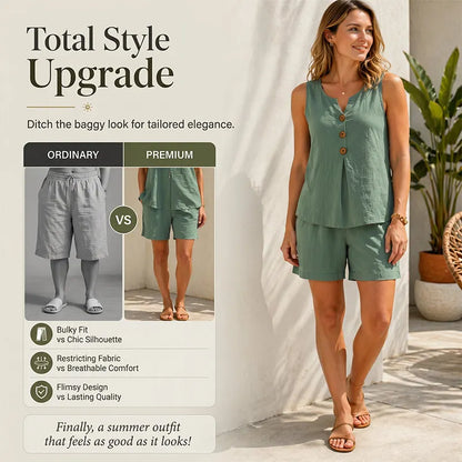 Casy | Artisanal Button Architecture, Flexible Elastic Co-Ord Set